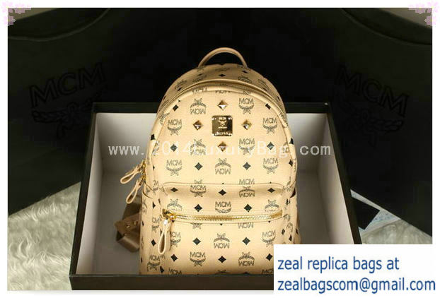 High Quality Replica MCM Stark Backpack Large in Calf Leather 8004 Apricot